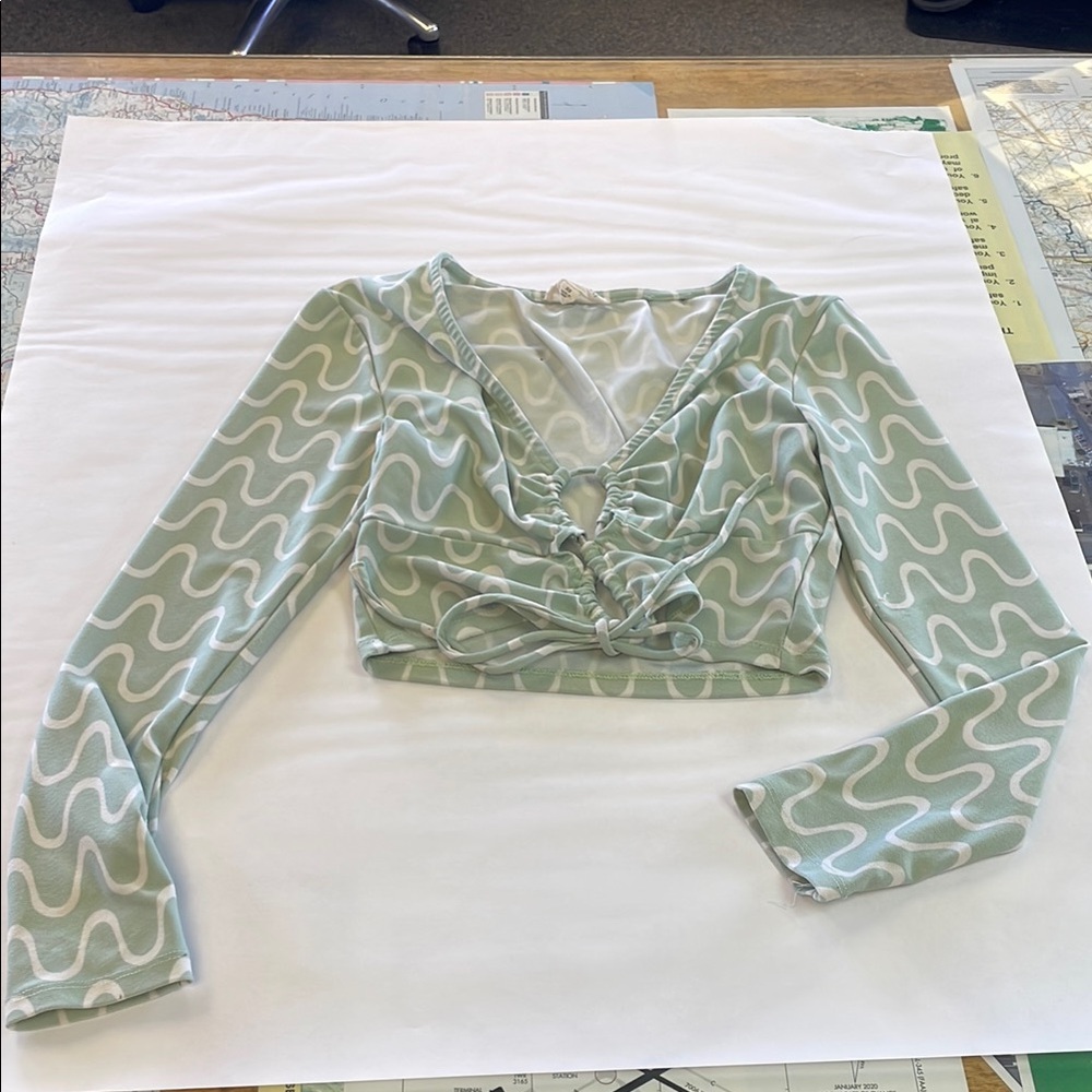 Stylish Green Patterned Women's Top